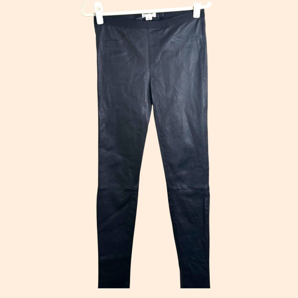 Helmut Lang Black Leather Skinny Pants
